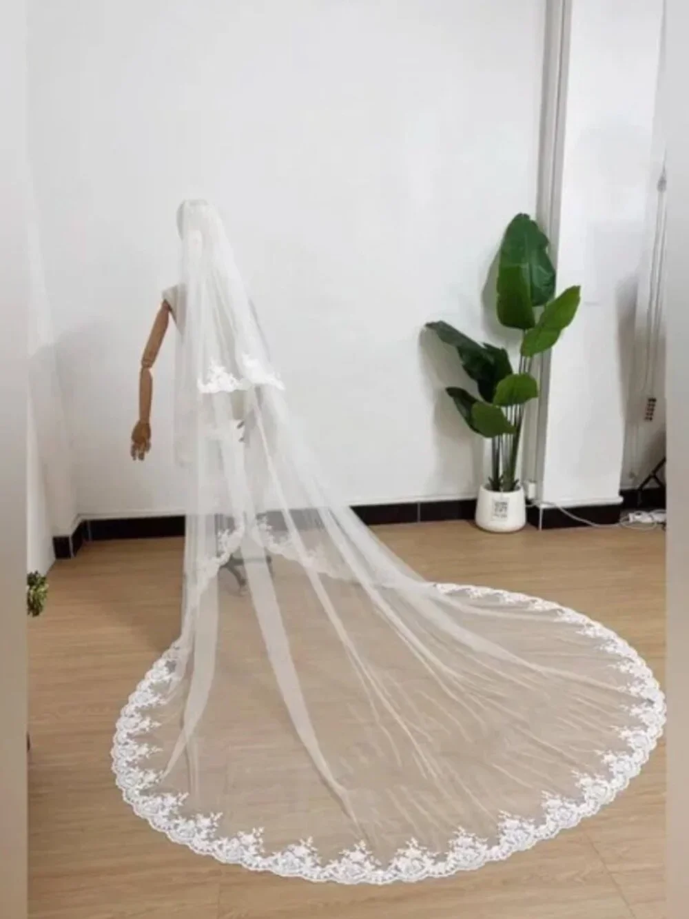 Cathedral Wedding Veil Floral Drop Lace